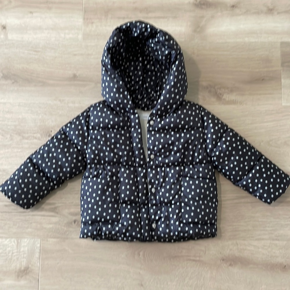 Kids Winter Puffer Jacket with Star Pattern - size 2T
